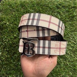 Burberry Reversible Belt with Silver Buckle